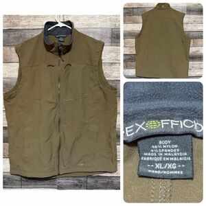 Exofficio Travel Vest Men’s XL Brown Green Full Zip Hiking Fishing Pockets